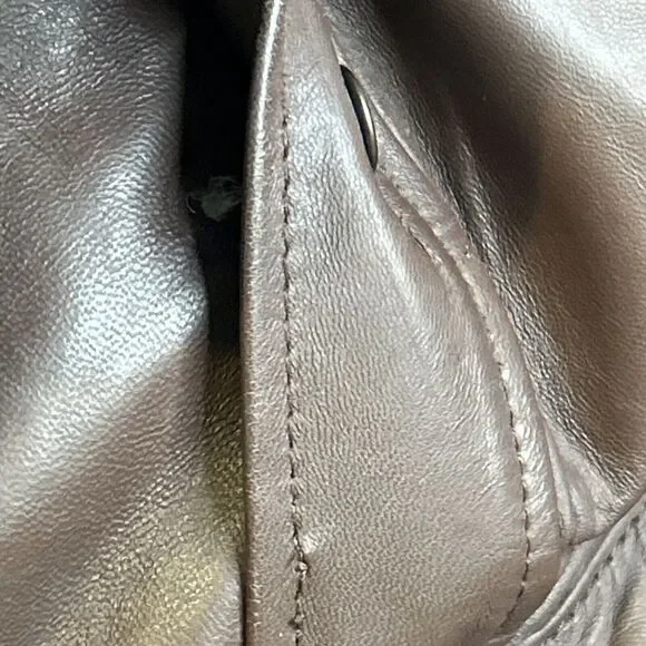 Wilsons Leather Brown Puffer Jacket Quilted Winter Coat Zip-Up Stand Collar - Picture 6 of 7